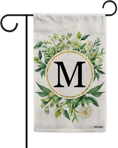 Vista 38 de Monogram Initial Letter P House Flag Flower Wreath Simple Style Letter Flag 28x40 Inch Vertical Double Sided for Outdoor Yard Decor