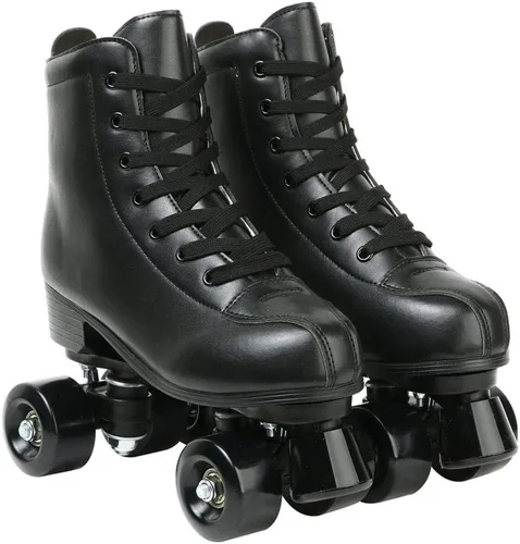 Vista 3 de YYW - Patines de cuero PU de alta calidad para mujeres y hombres, tipo botín, clásicos de doble fila, para interiores y exteriores, con bolsa