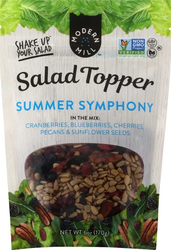 Vista 11 de Modern Mill Complemento para Ensalada Antioxidante de Gourmet Nut - Mezcla de Frutos Secos (Almendras), Arándanos Secos y Azucenas, Semillas