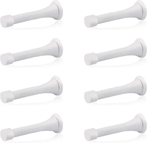 Vista 10 de HOMOTEK Paquete de 1 tope de puerta de resorte con parachoques de goma de 3-1/8", resorte flexible de servicio pesado, tope de puerta de pared