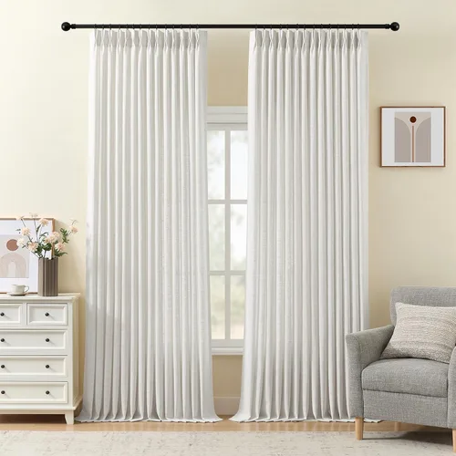 Vista 18 de Cortinas plisadas de lino semitransparentes de 96 pulgadas, filtrado de luz Natural