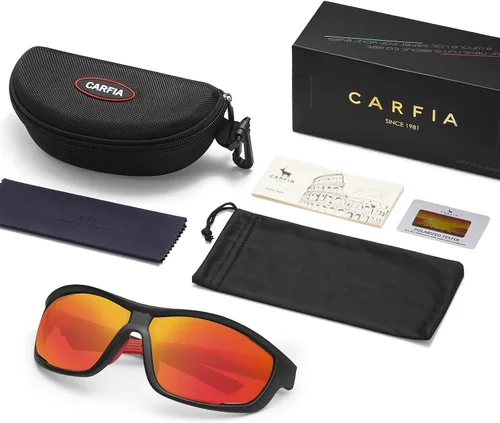 Vista 5 de CARFIA Lentes de sol deportivos polarizados para hombres y mujeres, lentes únicos laterales de ventilación para béisbol, correr, ciclismo