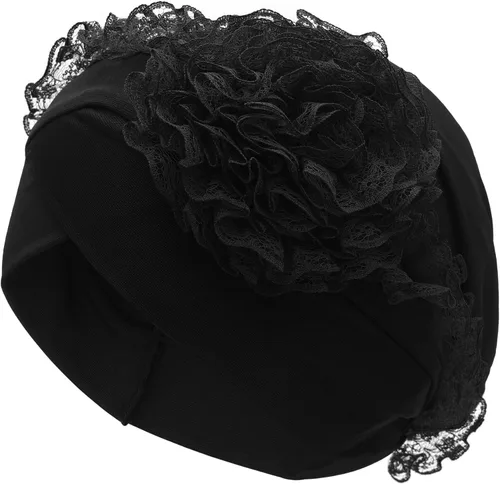 Vista 32 de ZLYC Gorro de verano para mujer, gorro elástico de quimioterapia con flores Blanco floral