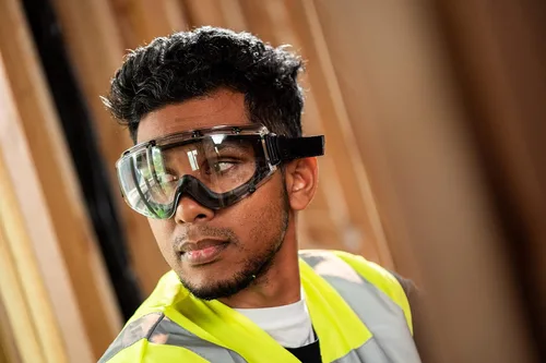 Vista 5 de Defender Safety Gafas de seguridad DVP2, gafas protectoras de policarbonato, anti arañazos, antiniebla, resistente a los impactos ANSI Z87