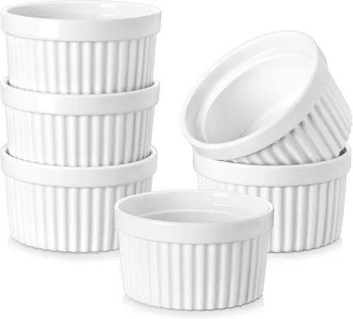 Vista 14 de MALACASA Ramequines de 119 ml aptos para horno, pequeños platos de soufflé cerámicos para crema brulée y soufflé, tazas de natillas de barro Azul