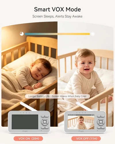 Vista 4 de Simyke Monitor de video para bebés con cámara, pantalla IPS de 4", 720P