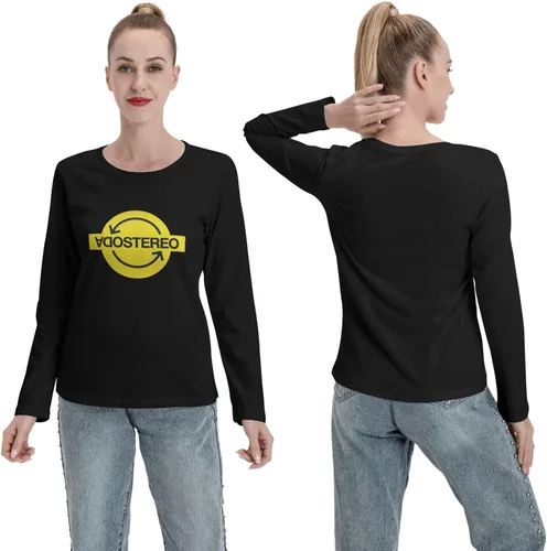 Vista 4 de Soda Stereo T Shirts Womens Fashion Lightweight Fall Round Neck Long Sleeve Tee Tops