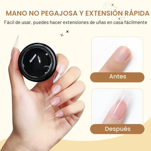 Vista 5 de Gel Constructor Sólido para Uñas - Gel de Arte de Uñas 3D Claro Transparente Antiadherente para Manos para Tallado, Moldeado, Patrones