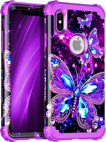Vista 10 de Miqala Funda compatible con iPhone 13, que brilla en la oscuridad, tres capas, resistente, a prueba de golpes, de plástico duro, funda protectora