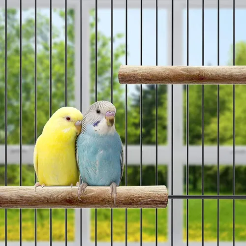 Vista 7 de Tfwadmx Plataforma de madera natural de juguete para pájaros de perca