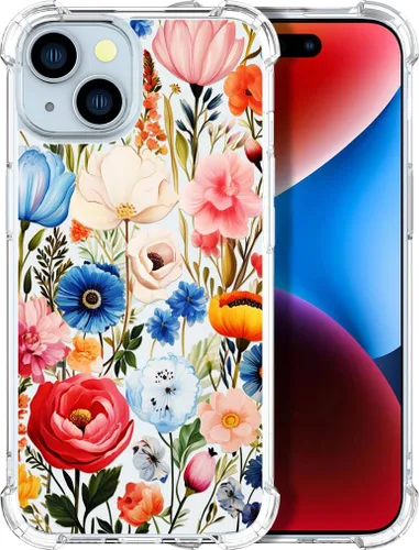 Vista 61 de Compatible con iPhone 14, funda transparente y bonita para mujeres y niñas, diseño floral, diseño floral femenino, funda para teléfono 14