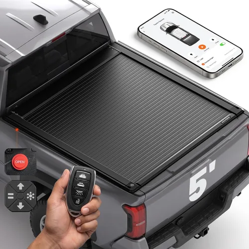 Vista 15 de WOLFBOX Cubierta Power Tonneau para Chevy Silverado y GMC Sierra 1500 2019 Se adapta a cama de 5.10 pies, aplicación y control remoto, se bloquea