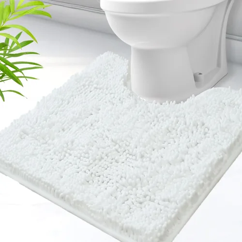 Vista 11 de Alfombras de baño en forma de U, alfombras de baño de felpilla súper absorbentes y respaldo antideslizante de PVC fuerte para inodoros, lavables a