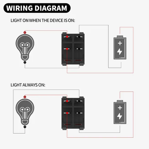Vista 5 de DaierTek Interruptor basculante de 12 V 30 A 4 pines LED rojo iluminado interruptor de palanca basculante DPST resistente 30 Amp 12 voltios