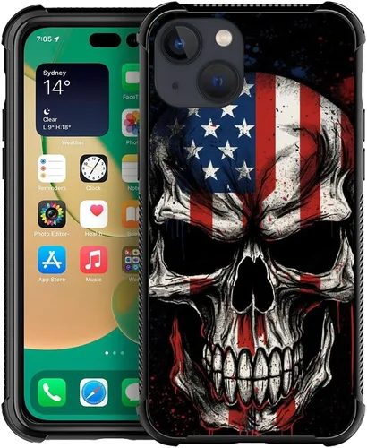 Vista 118 de Funda compatible con iPhone 8, a prueba de golpes, antiarañazos, bandera de ciervos de cola blanca de grano de madera estadounidense