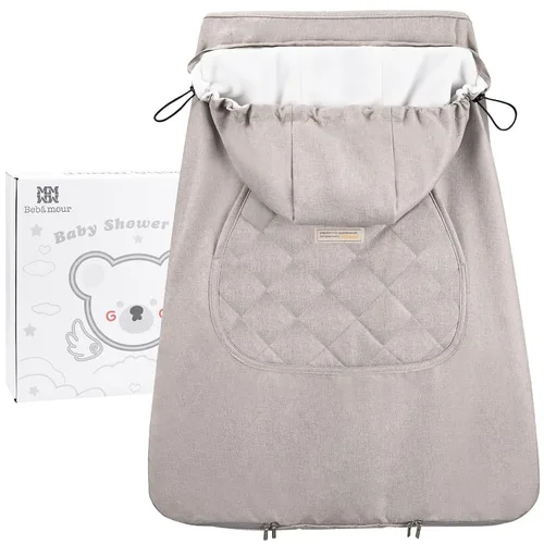 Vista 10 de Bebamour Funda de Invierno para Portabebés Cubierta Universal con Capucha para Todas las Estaciones para Portabebés (A Negro)