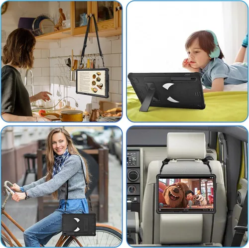 Vista 7 de DETUOSI Funda para tablet Samsung Galaxy Tab S7 FE 5G, S8 Plus, S7 Plus, 12.4 pulgadas, funda protectora resistente para niños con soporte plegable