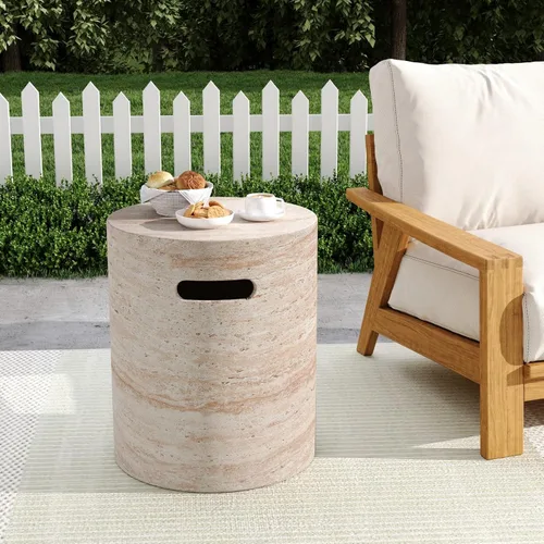 Vista 28 de Mesa de centro redonda de 39 pulgadas, patrón de imitación de mármol para sala de estar, pequeñas y modernas mesas de café bajas de piedra, centro