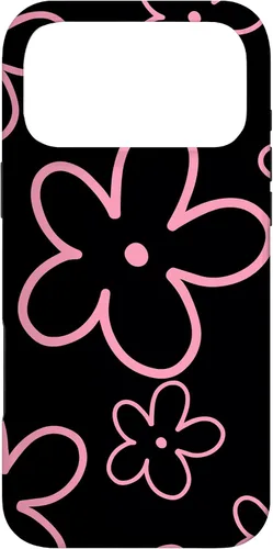 Vista 22 de Pink Black Flower Retro Modern Boho Floral Aesthetics Case for iPhone 17