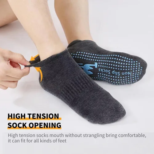Vista 6 de 4 pares de calcetines antideslizantes para pilates, yoga, barre ballet, danza, calcetines antideslizantes para mujeres y hombres