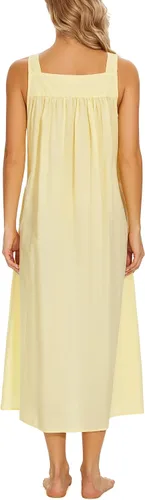 Vista 3 de YOZLY Camisones de algodón para mujer, sin mangas, bordados, con bolsillos, S-XXL