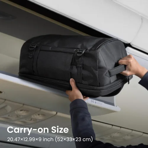 Vista 5 de Mochila de viaje tomtoc, equipaje de mano aprobado para vuelos y compatible con TSA, Negro, 40 L