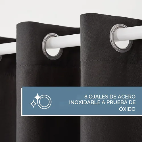Vista 11 de TOWN & COUNTRY BASICS Cabana Cortinas Sólidas de Peso Pesado para Interiores y Exteriores, Opacidad de Filtrado de Luz con Parte Superior de Ojales