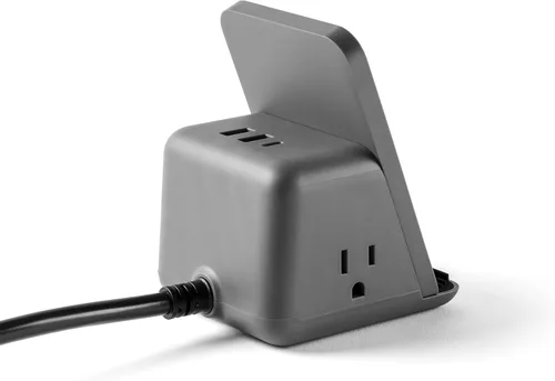 Vista 2 de Halo Almohadilla de carga inalámbrica con 3 puertos USB y 2 salidas de CA, conveniente estación de carga para hasta cinco dispositivos, carbón