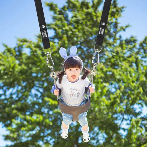 Vista 5 de Juego de accesorios de suspensión para árbol de 152.5 cm (4.9 pies), soporta 998 kg (2200 libras) con mosquetones de acero inoxidable, de fácil Negro