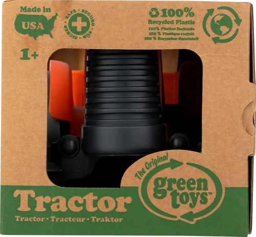 Vista 9 de Green Toys Tractor, naranja, juego de simulación, habilidades motoras, vehículo de juguete para niños. Sin BPA, ftalatos, PVC, apto