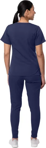 Vista 2 de Adar Pro Flawless Plus - Conjunto de ropa quirúrgica para mujer, camiseta con cuello en V elevado y pantalones quirúrgicos para correr