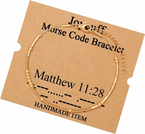 Vista 234 de JoycuFF Pulseras inspiradoras de código morse para mujeres, cuentas de plata, joyería con mantra de motivación, regalos para ella