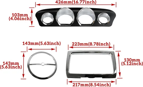 Vista 6 de Kit de molduras de carenado interior para tablero para Street Glide 2014-2018, cubierta de velocímetro cromada para Harley Electra Glide Street