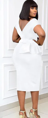 Vista 2 de GOBLES Elegante vestido de cóctel de manga corta con cuello bote y abertura lateral para mujer