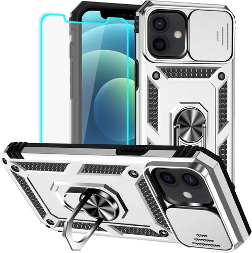 Vista 16 de HNHYGETE Funda para iPhone 12 / iPhone 12 Pro con protector de pantalla: [grado militar de 20 pies probada en caídas] anillo a prueba de golpes