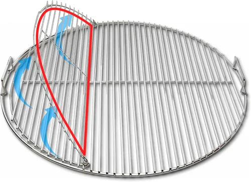 Vista 4 de Rejilla de cocción de parrilla de carbón SnS Grills EasySpin, de acero inoxidable 304, apertura grande con bisagras, perfecta para cocción de 2