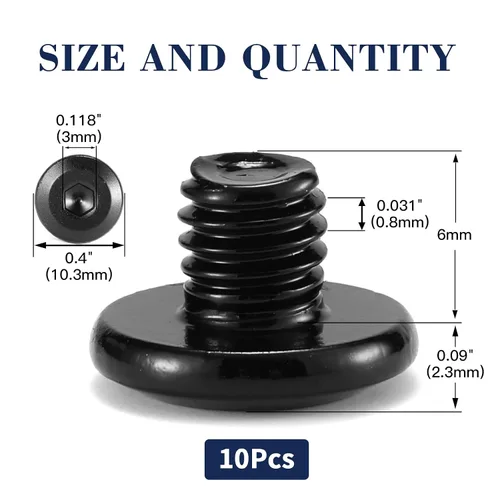 Vista 2 de M5 x 6mm 10Pcs Tornillos de cabeza plana con casquillo hexagonal, 304 Acero inoxidable 18-8, rosca completa, óxido negro de SG TZH