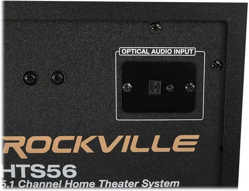 Vista 8 de Rockville HTS56 Sistema de cine en casa de 1000W de 5.1 canales, Bluetooth, USB, subwoofer de 8", efectos de luz LED, control remoto, entrada