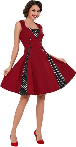 Vista 3 de KILLREAL - Vestido de mujer para fiesta de cóctel, estilo retro vintage, con lunares