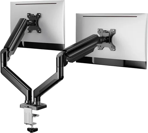 Vista 12 de ErGear Brazo de monitor doble, soporte de monitor ajustable completo para pantallas de 13 a 32 pulgadas, soporte de monitor de computadora