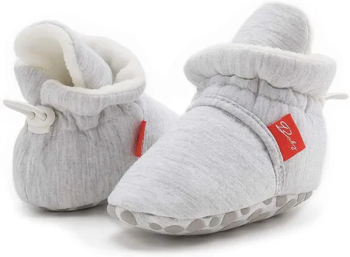 Vista 50 de Botines de forro polar para bebés, niños y niñas, pantuflas antideslizantes con agarre suave, zapatos de calcetín para recién nacidos, cuna