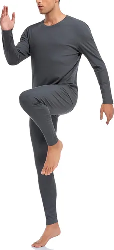 Vista 5 de COLORFULLEAF Conjunto de ropa interior térmica de algodón para hombre, ropa interior térmica de algodón para hombre, capa base, clima frío