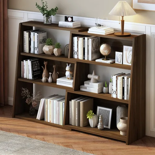 Vista 11 de IOTXY Estantería de madera extensible – Estantería con 3 niveles en escalera, baja y corta, para espacios pequeños o esquinas, negra, L Negro