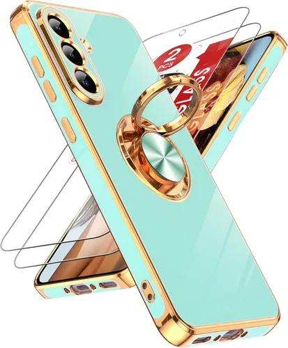 Vista 34 de LeYi Funda para teléfono Galaxy A12: con protector de pantalla de vidrio templado [paquete de 2] Soporte de anillo giratorio de 360°, soporte Rosa