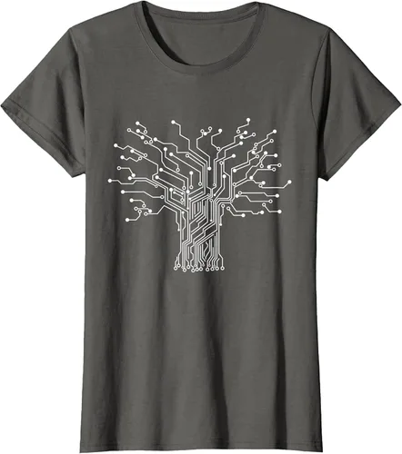 Vista 41 de Electronics Technician Binary Tree - Electrical Engineer T-Shirt Asphalt Grey