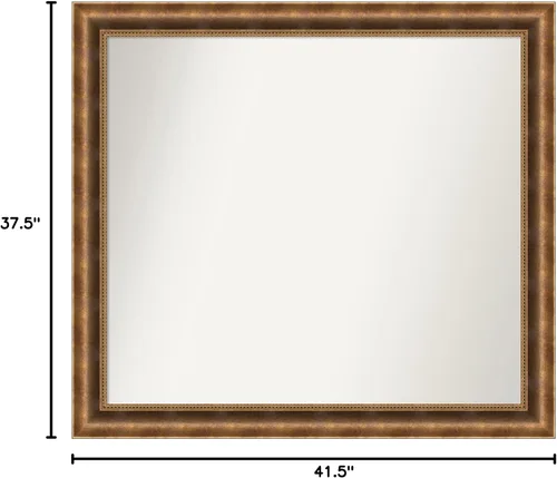 Vista 1014 de Amanti Art Espejo de pared personalizado no biselado (25 x 25 pulgadas), marco de bronce acentuado, varios tamaños personalizados, espejo de baño
