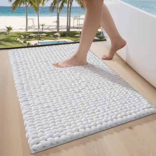 Vista 14 de LUMI Alfombra de Baño de Lujo, Tapete de Baño Ultra Suave de Secado Rápido, Alfombra de Baño Antideslizante Absorbente de Chenilla Gruesa, Tapete