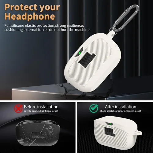 Vista 3 de Funda para Estuche de JBL Vibe Buds, Cubierta Protectora de Silicona Portátil Resistente a Rayones y Golpes con Diseño de Logo Visible Compatible