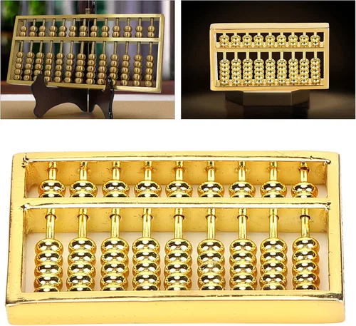 Vista 8 de GLOGLOW Ábaco antiguo chino, 1.8 x 1 pulgadas, mini ábaco de latón, 9 engranajes, herramienta de cálculo de matemáticas chinas, aprendizaje