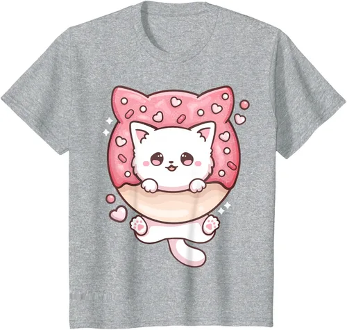 Vista 36 de Camiseta Kawaii Cat Donut Anime Lover Otaku, Negro